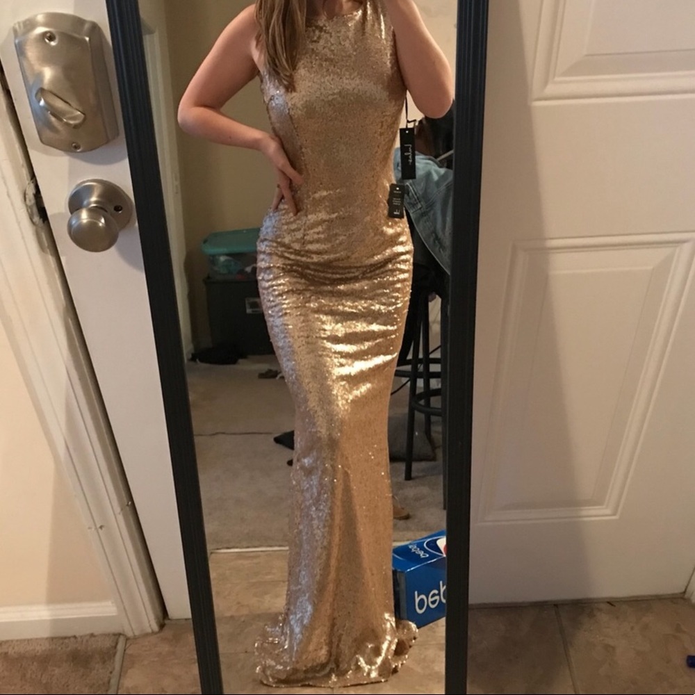 Lulus Gold Sequin Dress